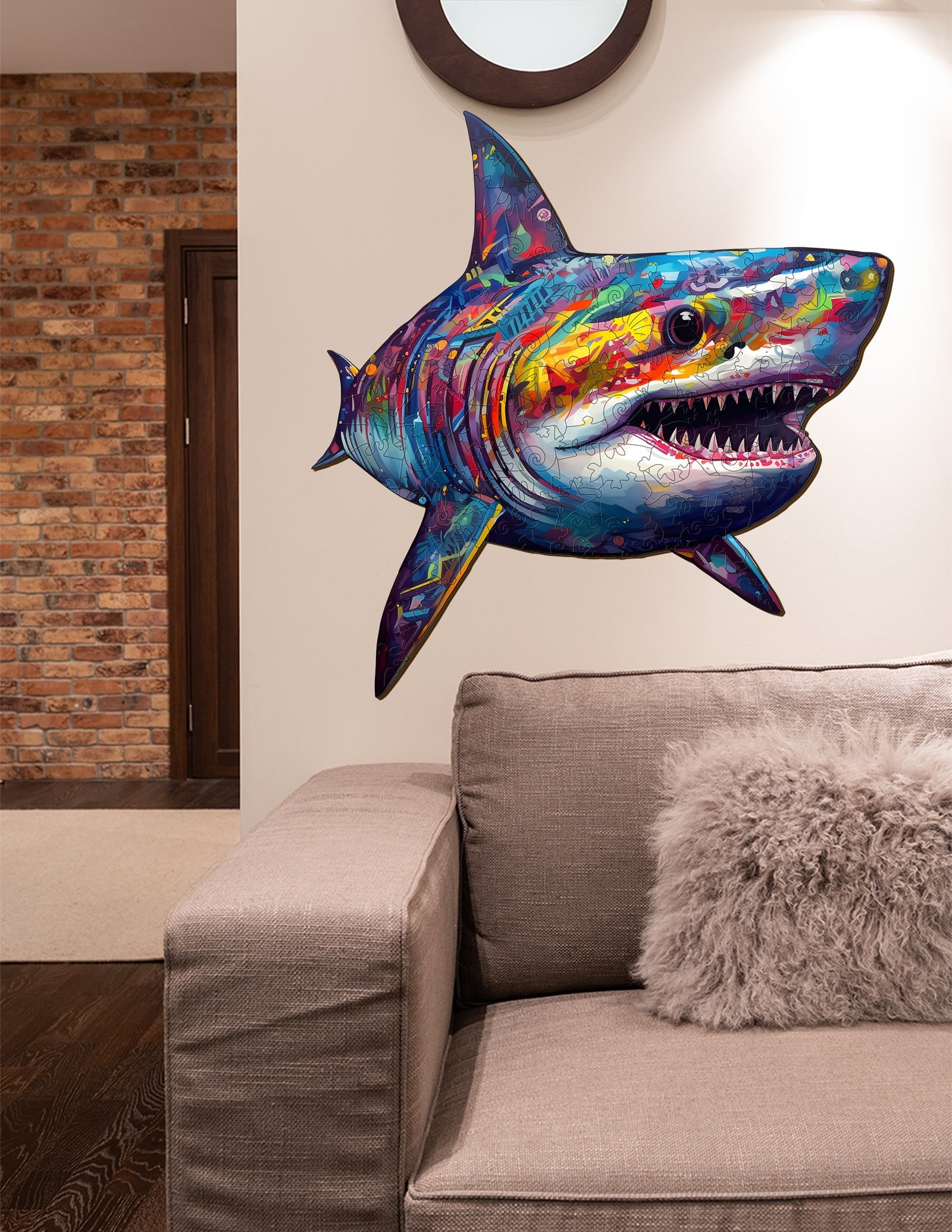 Wooden Jigsaw Puzzle-Colored Shark - Image 7