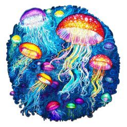 Wooden Jigsaw Puzzle-colorful jellyfish