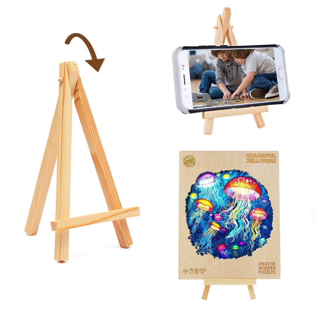 Wooden Jigsaw Puzzle-colorful jellyfish - Image 3