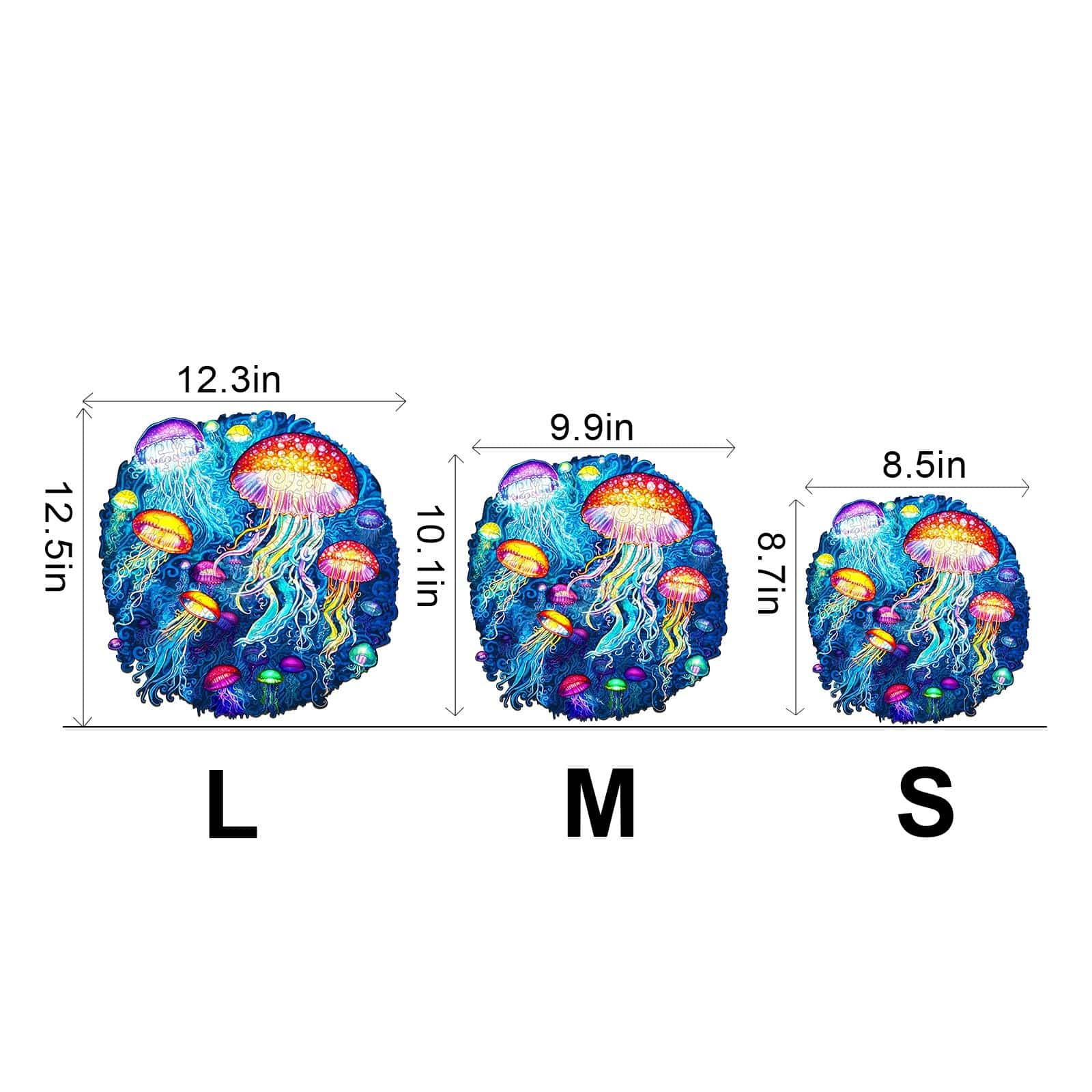 Wooden Jigsaw Puzzle-colorful jellyfish - Image 8