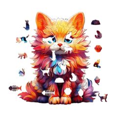Alternative view of Wooden Jigsaw Puzzle-docile cat
