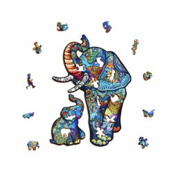 Alternative view of Wooden Jigsaw Puzzle-ELEPHANT FAMILY