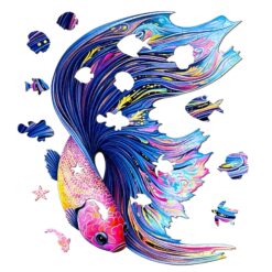 Alternative view of Wooden Jigsaw Puzzle-half moon betta