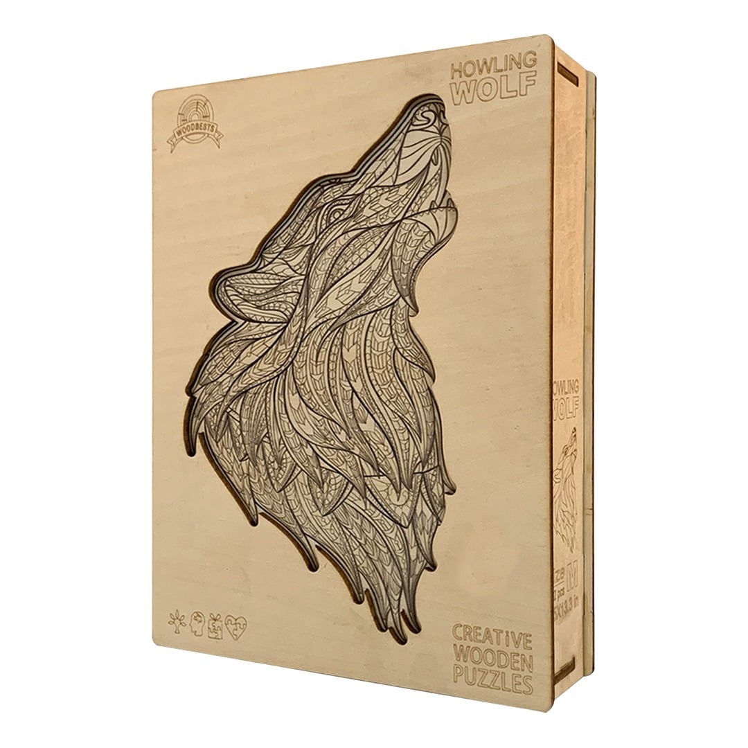 Wooden Jigsaw Puzzle-HOWLING WOLF - Image 3