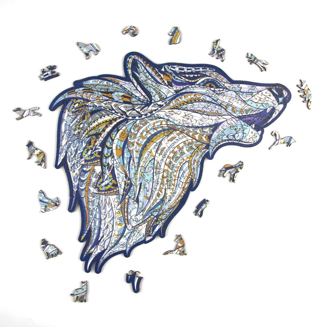 Wooden Jigsaw Puzzle-HOWLING WOLF - Image 2