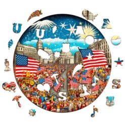 Alternative view of Wooden Jigsaw Puzzle-Independence Day Carnival