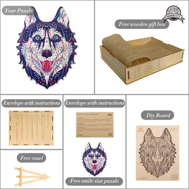 Wooden Jigsaw Puzzle-NAUGHTY HASKY - Image 4