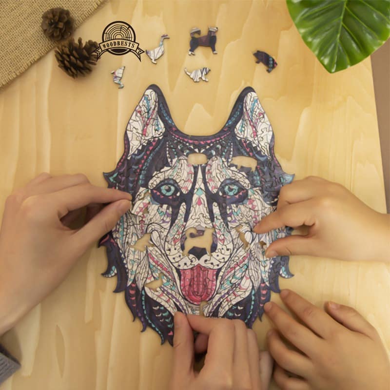 Wooden Jigsaw Puzzle-NAUGHTY HASKY - Image 6