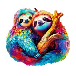 Wooden Jigsaw Puzzle-Sloth Couple
