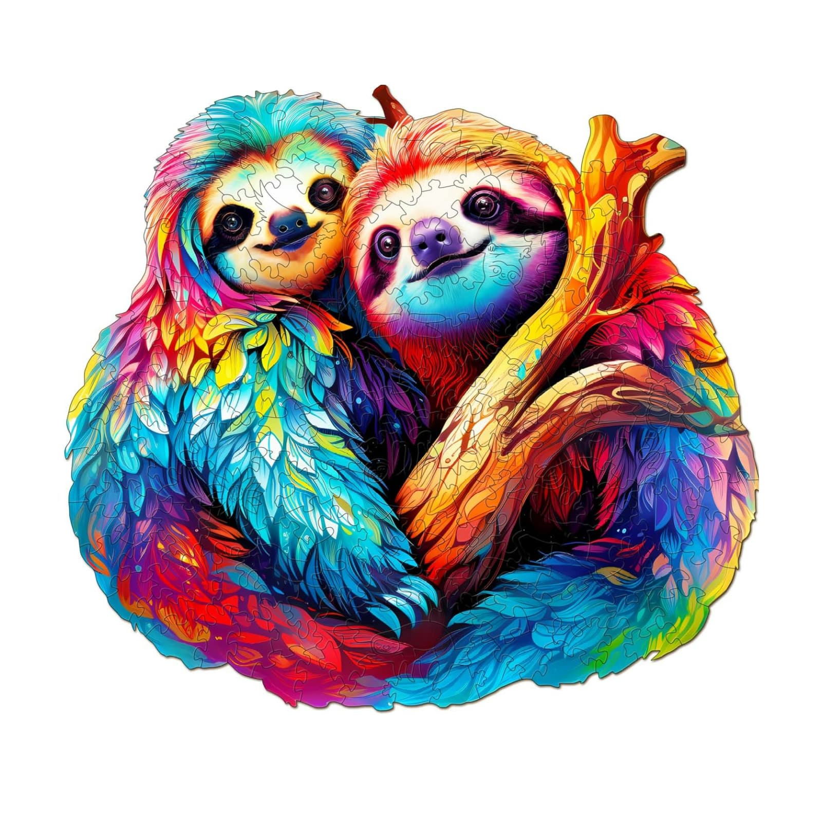 Wooden Jigsaw Puzzle-Sloth Couple