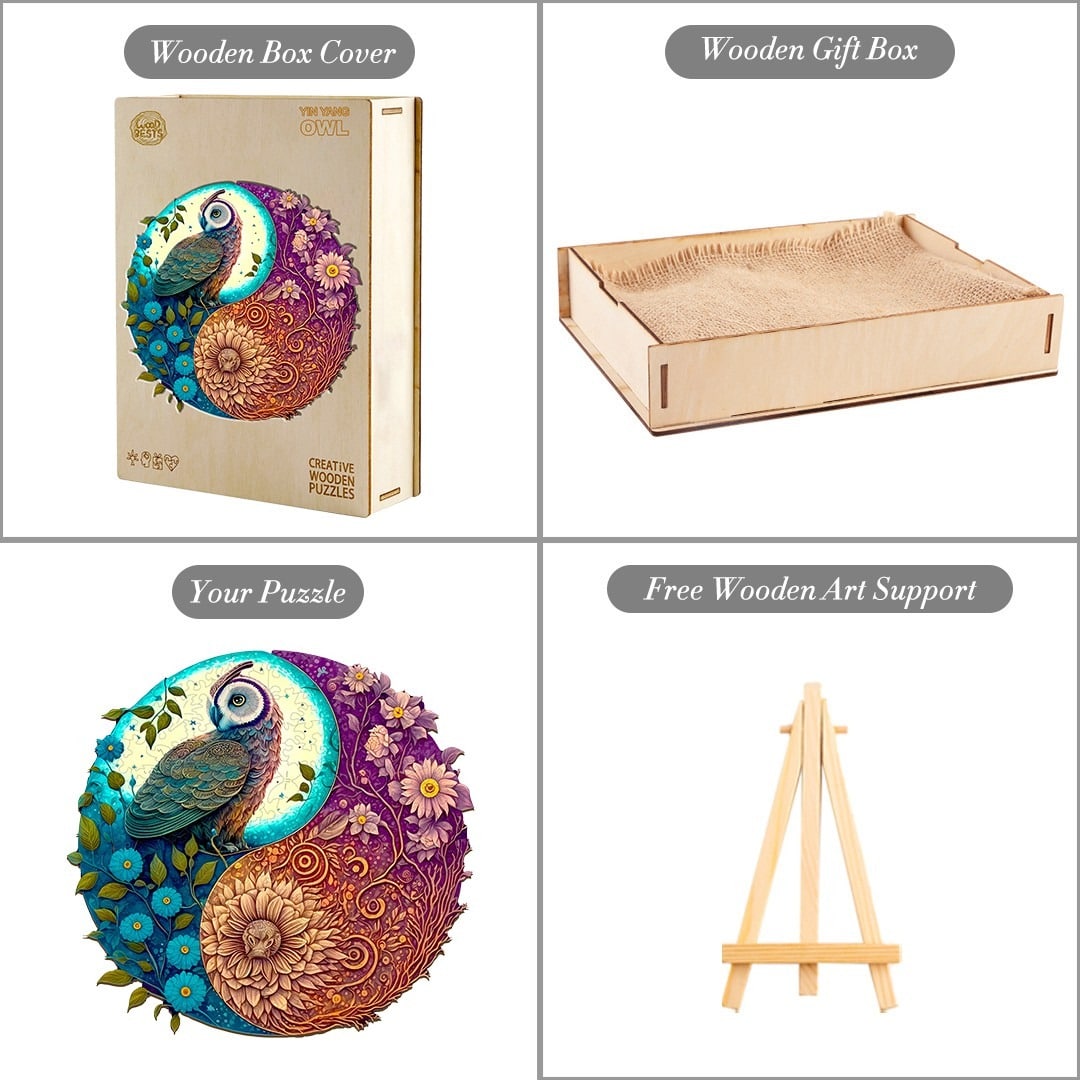 Wooden Jigsaw Puzzle-Yin Yang Owl 2 - Image 4