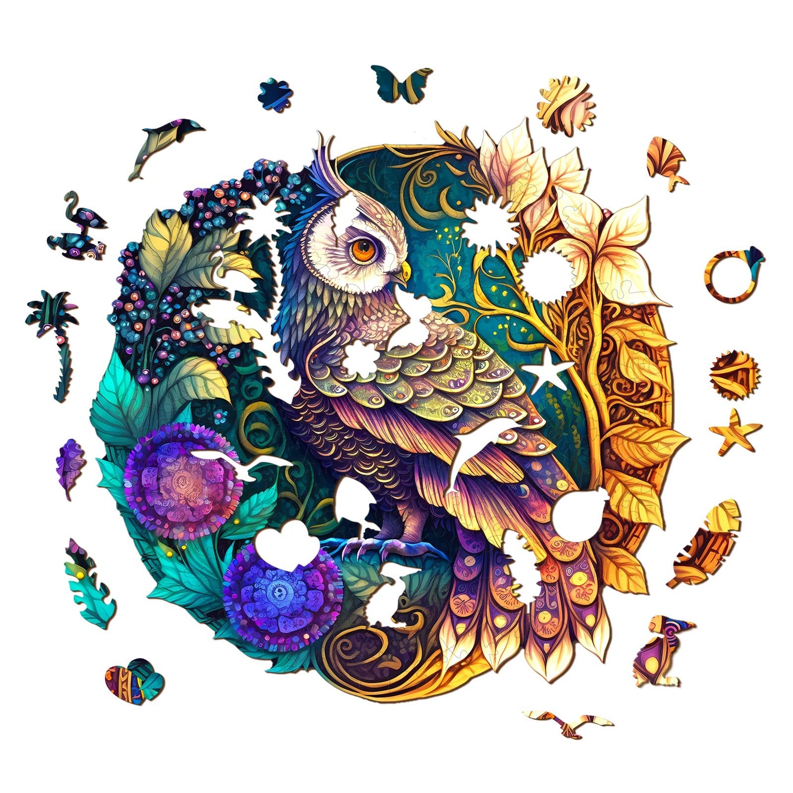 Wooden Jigsaw Puzzle-Yin Yang Owl 3 - Image 2