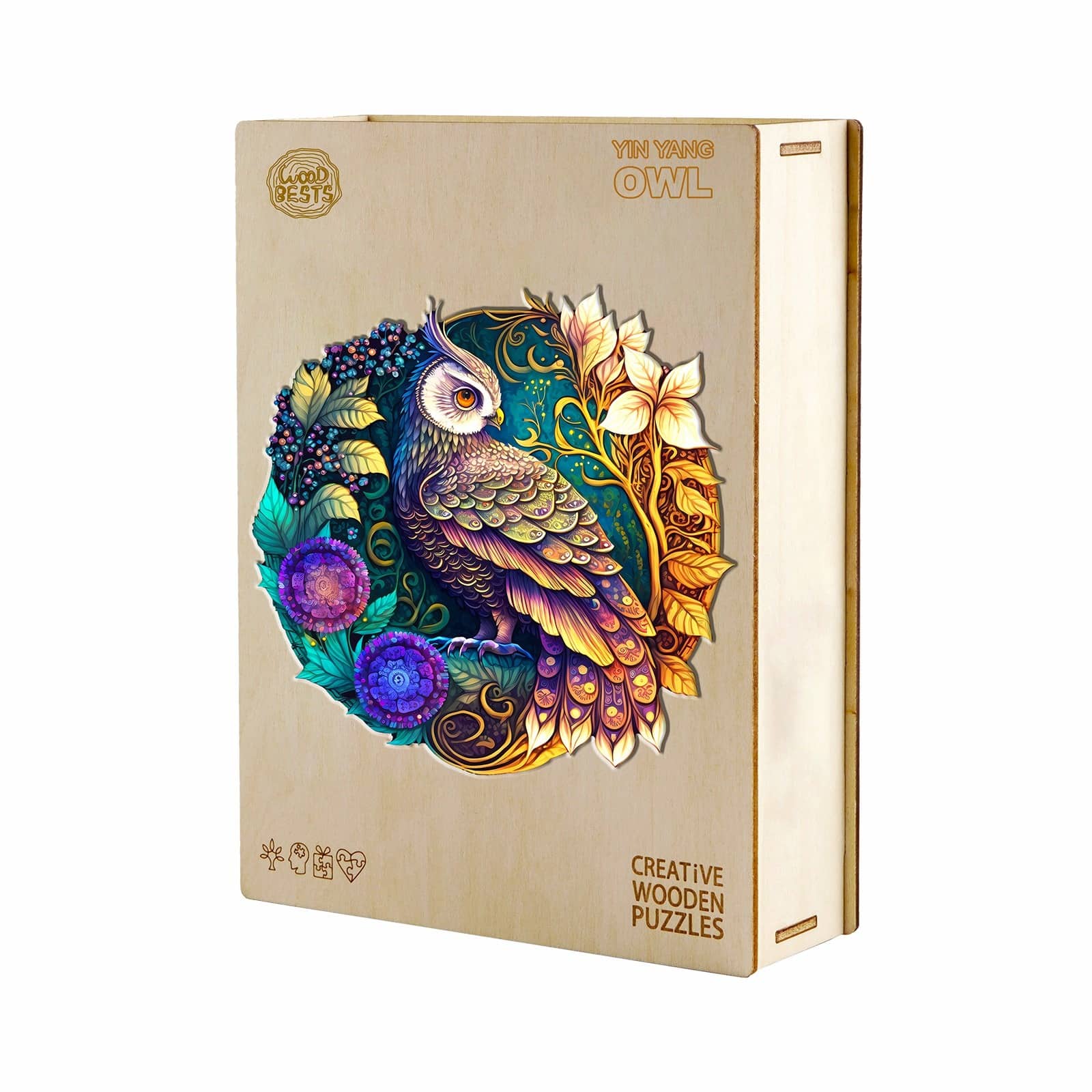 Wooden Jigsaw Puzzle-Yin Yang Owl 3 - Image 4