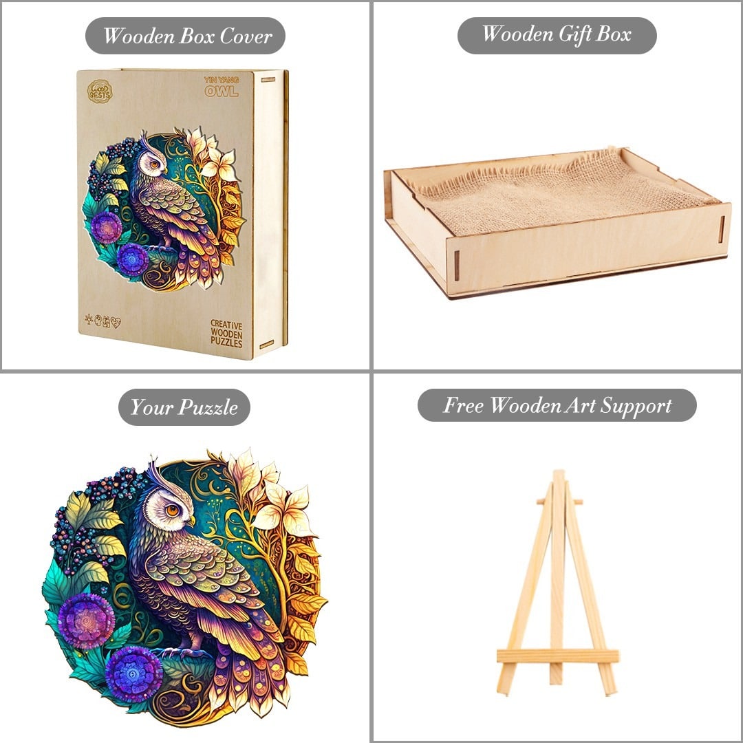 Wooden Jigsaw Puzzle-Yin Yang Owl 3 - Image 3