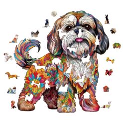 Alternative view of Wooden Jigsaw Puzzle-Beautiful shih tzu