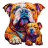 Wooden Jigsaw Puzzle-Bulldog family