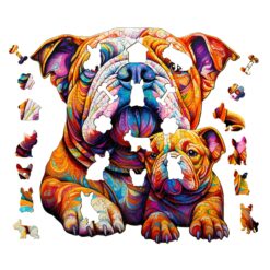 Alternative view of Wooden Jigsaw Puzzle-Bulldog family