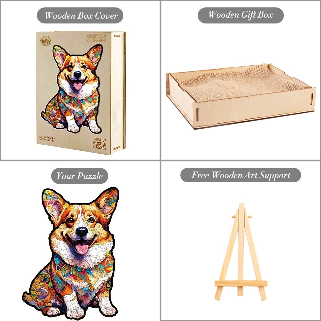 Wooden Jigsaw Puzzle-CLEVER CORGI-2 - Image 5