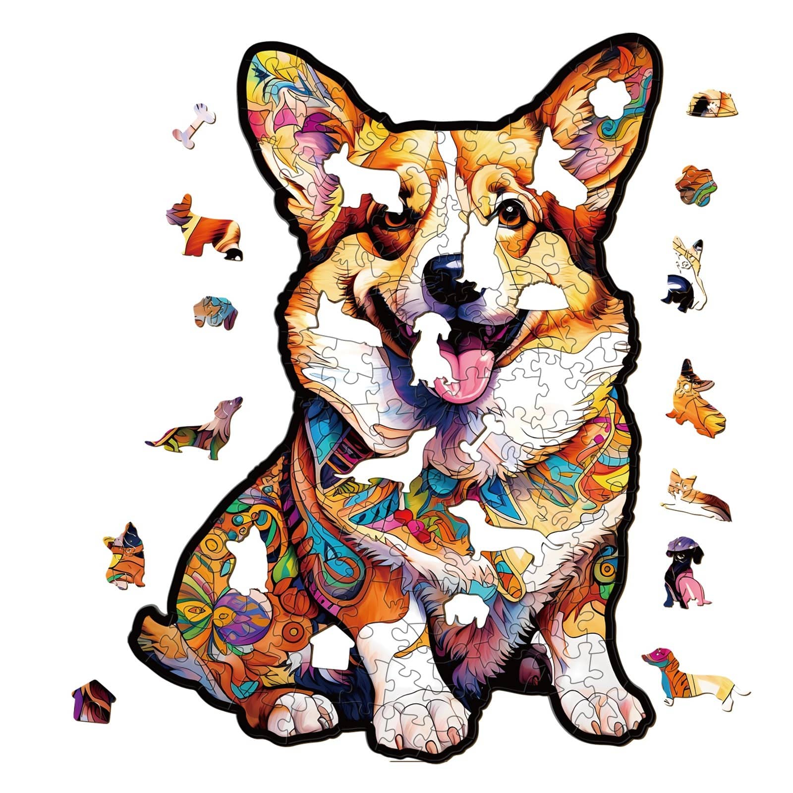 Wooden Jigsaw Puzzle-CLEVER CORGI-2 - Image 2