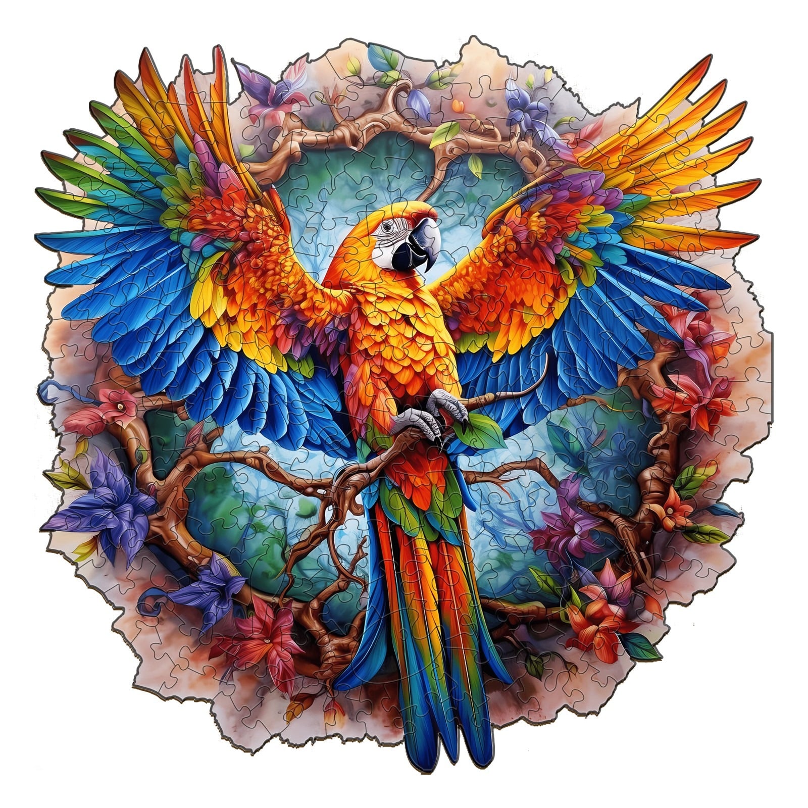 Wooden Jigsaw Puzzle-Lively Parrot