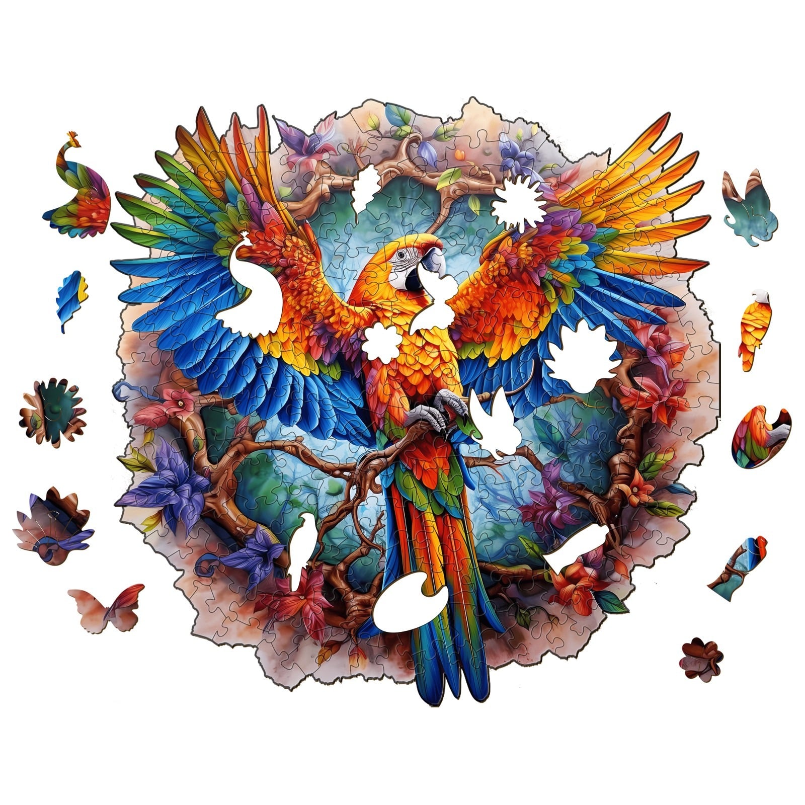 Wooden Jigsaw Puzzle-Lively Parrot - Image 2
