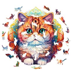 Alternative view of Wooden Jigsaw Puzzle-MANDALA CAT