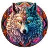 Wooden Jigsaw Puzzle-MANDALA YIN YANG WOLF