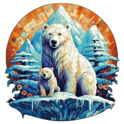 Wooden Jigsaw Puzzle-Polar bear family-2