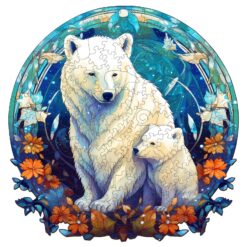 Wooden Jigsaw Puzzle-Polar bear family 3