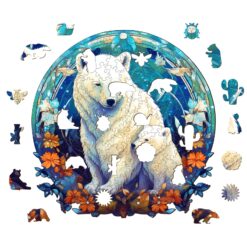 Alternative view of Wooden Jigsaw Puzzle-Polar bear family 3