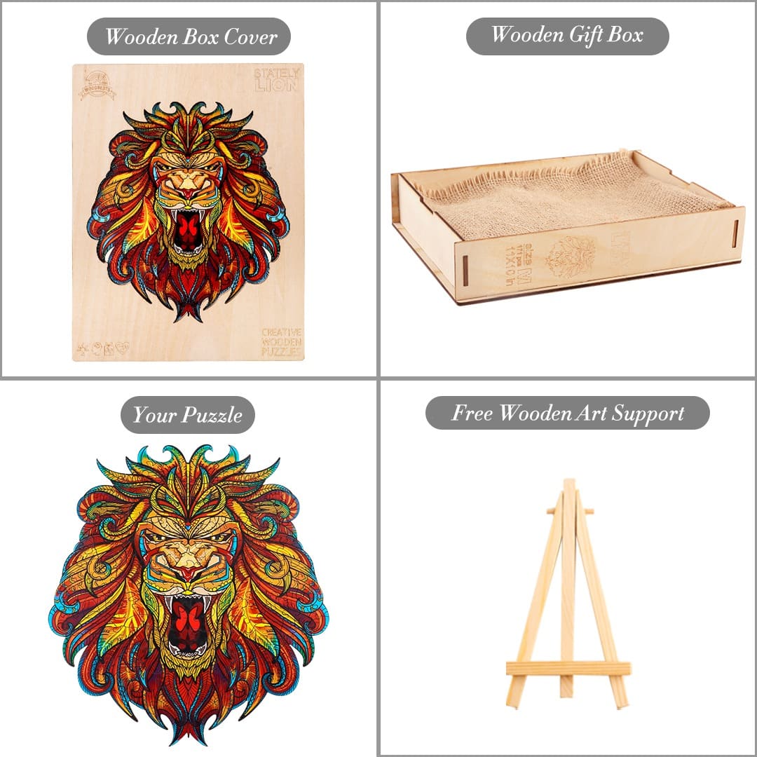 Wooden Jigsaw Puzzle-STATELY LION - Image 5