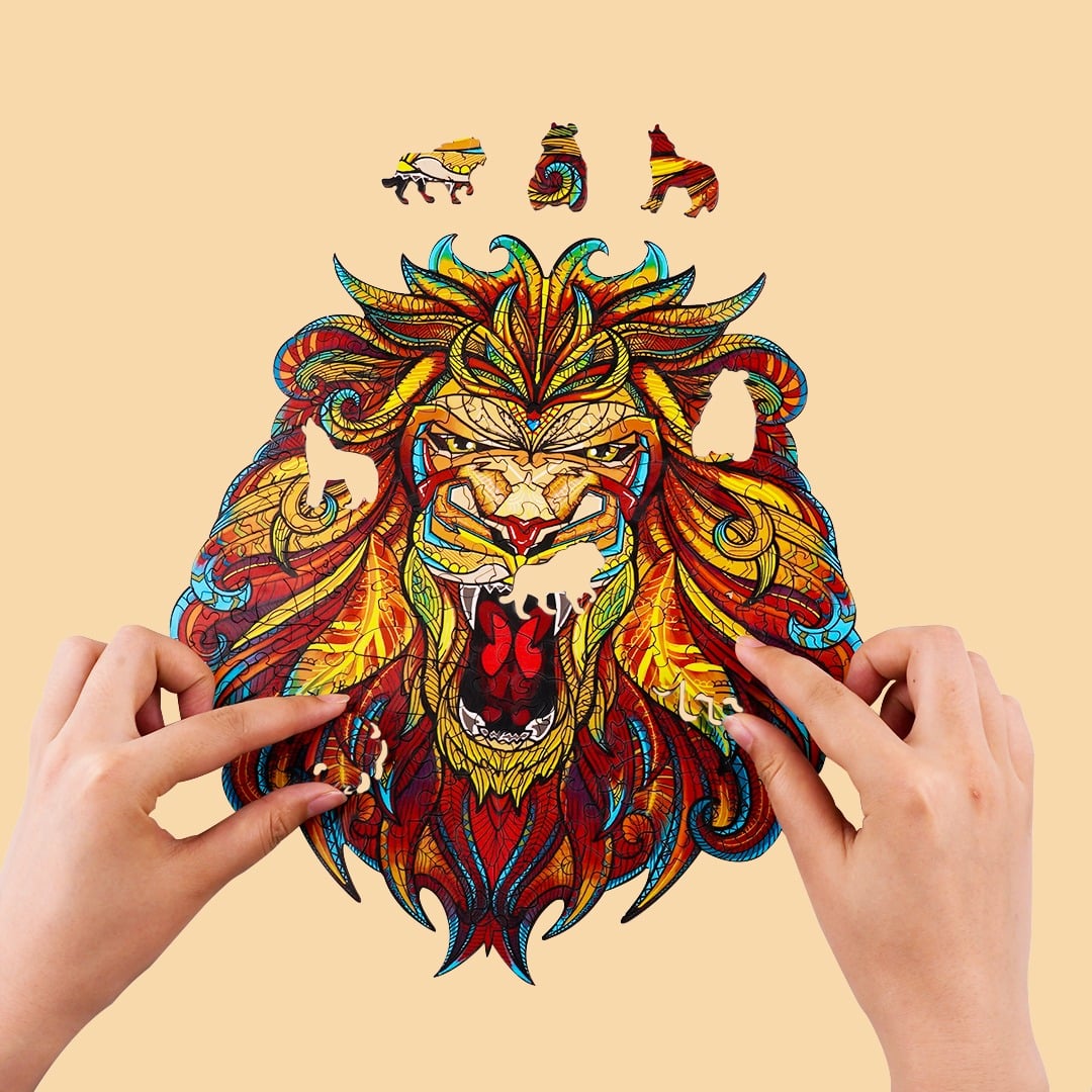 Wooden Jigsaw Puzzle-STATELY LION - Image 9