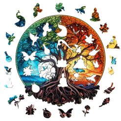 Alternative view of Wooden Jigsaw Puzzle- YIN YANG TREE OF LIFE-5
