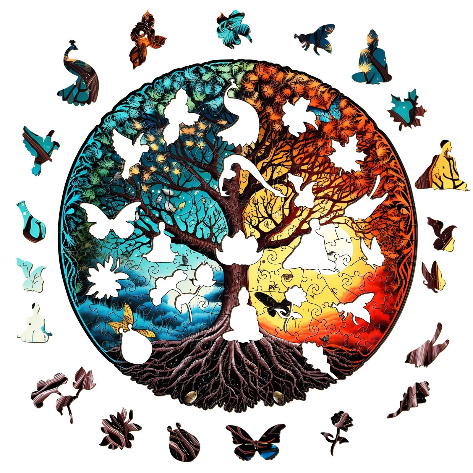 Wooden Jigsaw Puzzle- YIN YANG TREE OF LIFE-6 - Image 2