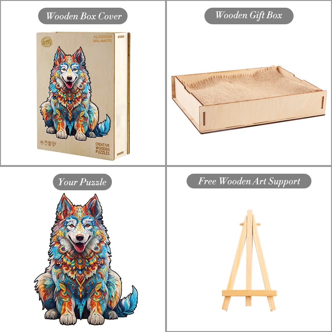 Wooden Jigsaw Puzzle-Alaskan Malamute - Image 4
