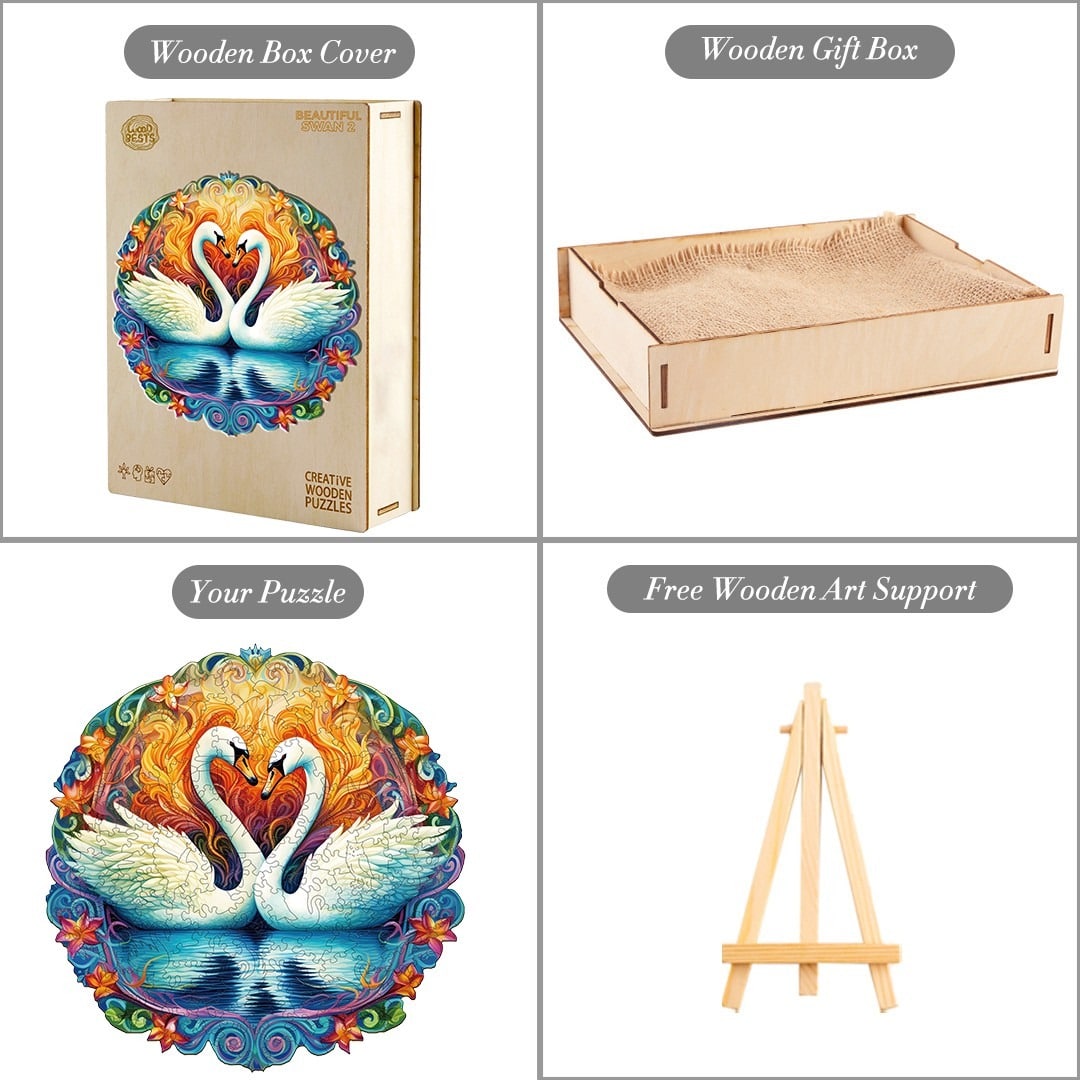 Wooden Jigsaw Puzzle-Beautiful swan2 - Image 4