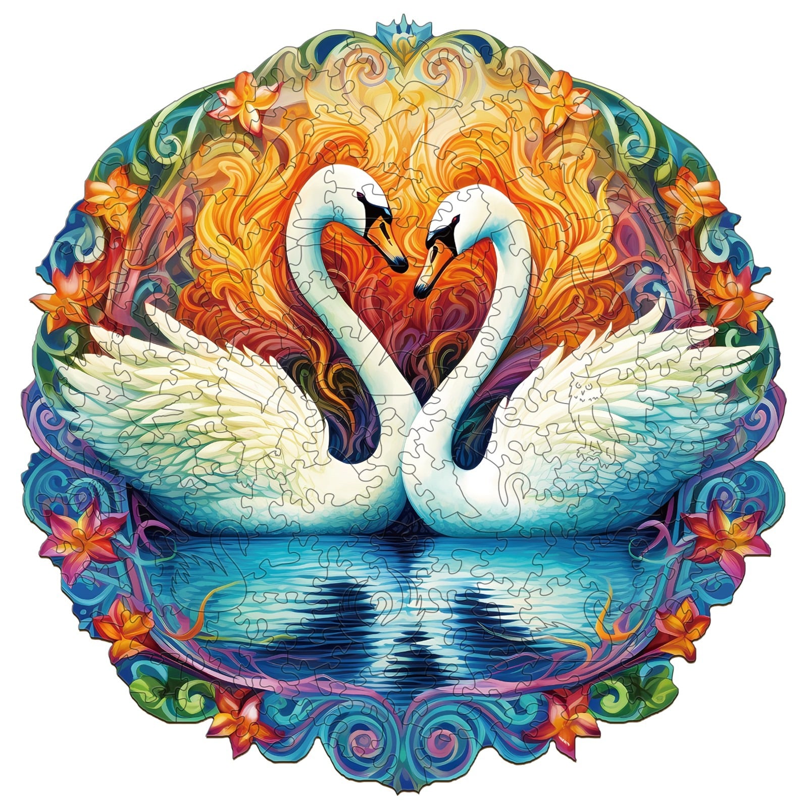 Wooden Jigsaw Puzzle-Beautiful swan2