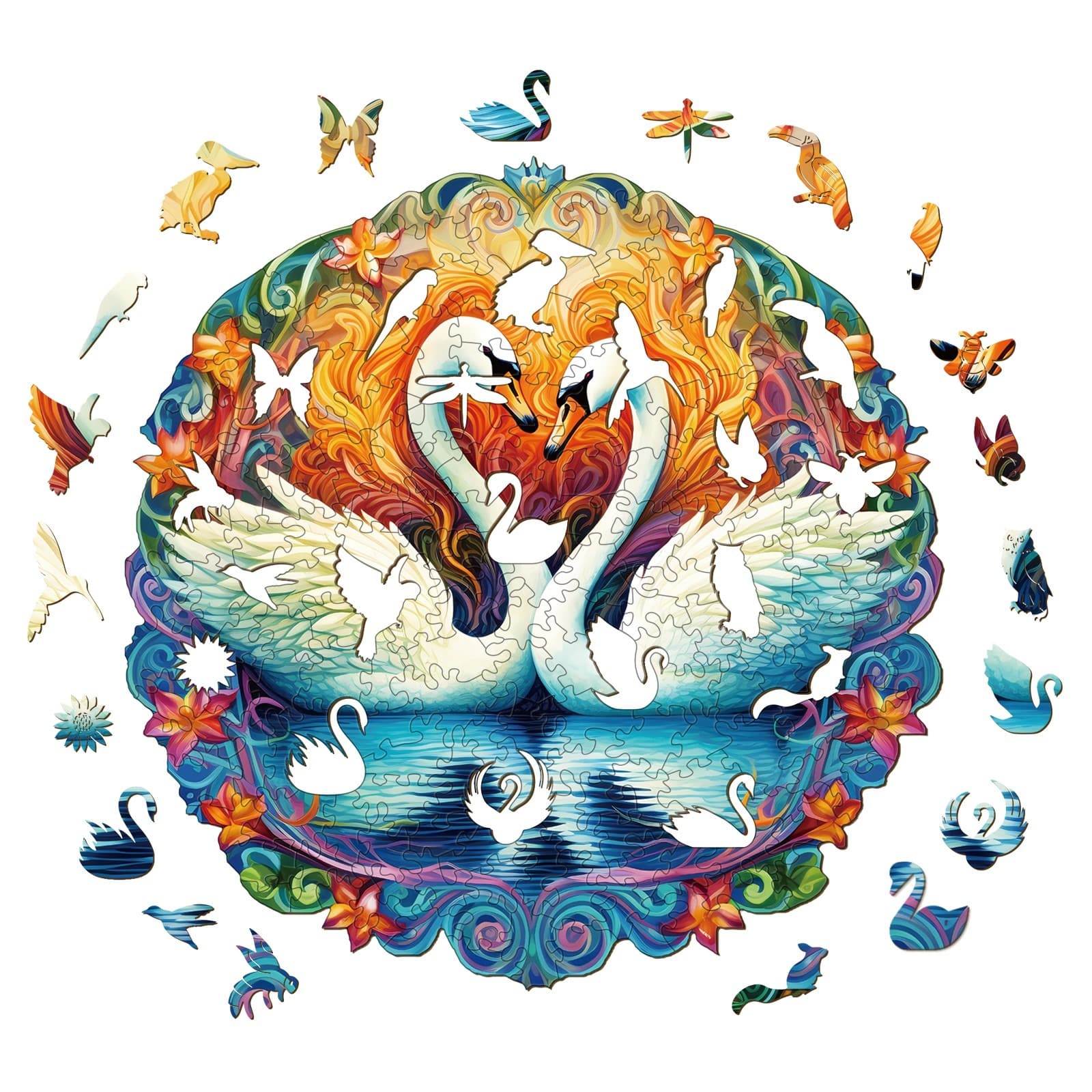 Wooden Jigsaw Puzzle-Beautiful swan2 - Image 2