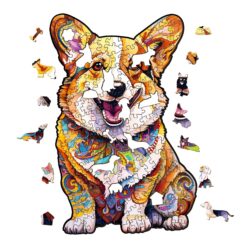 Alternative view of Wooden Jigsaw Puzzle-CLEVER CORGI-3