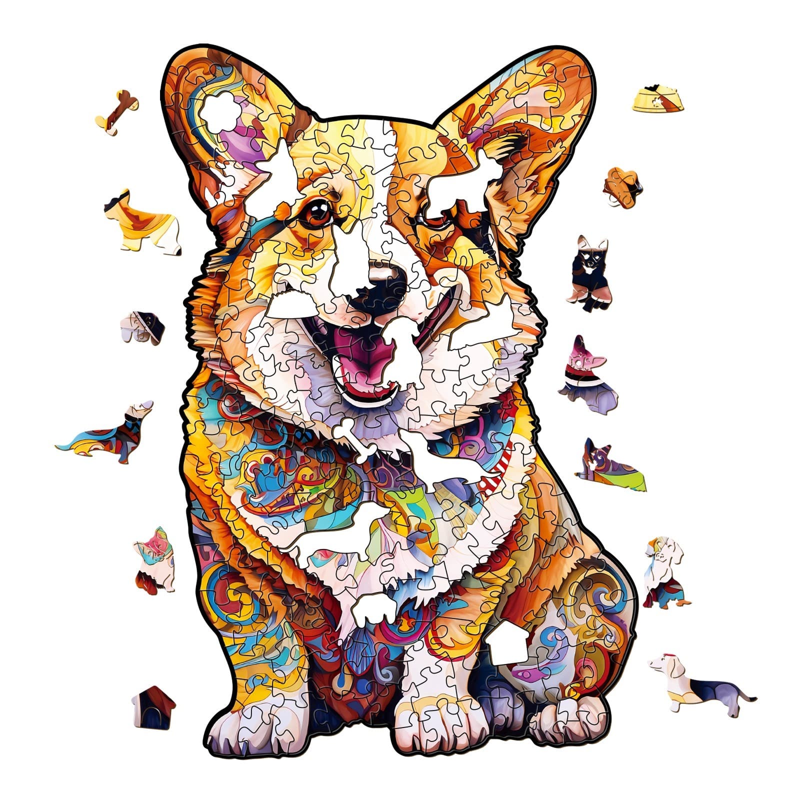 Wooden Jigsaw Puzzle-CLEVER CORGI-3 - Image 2