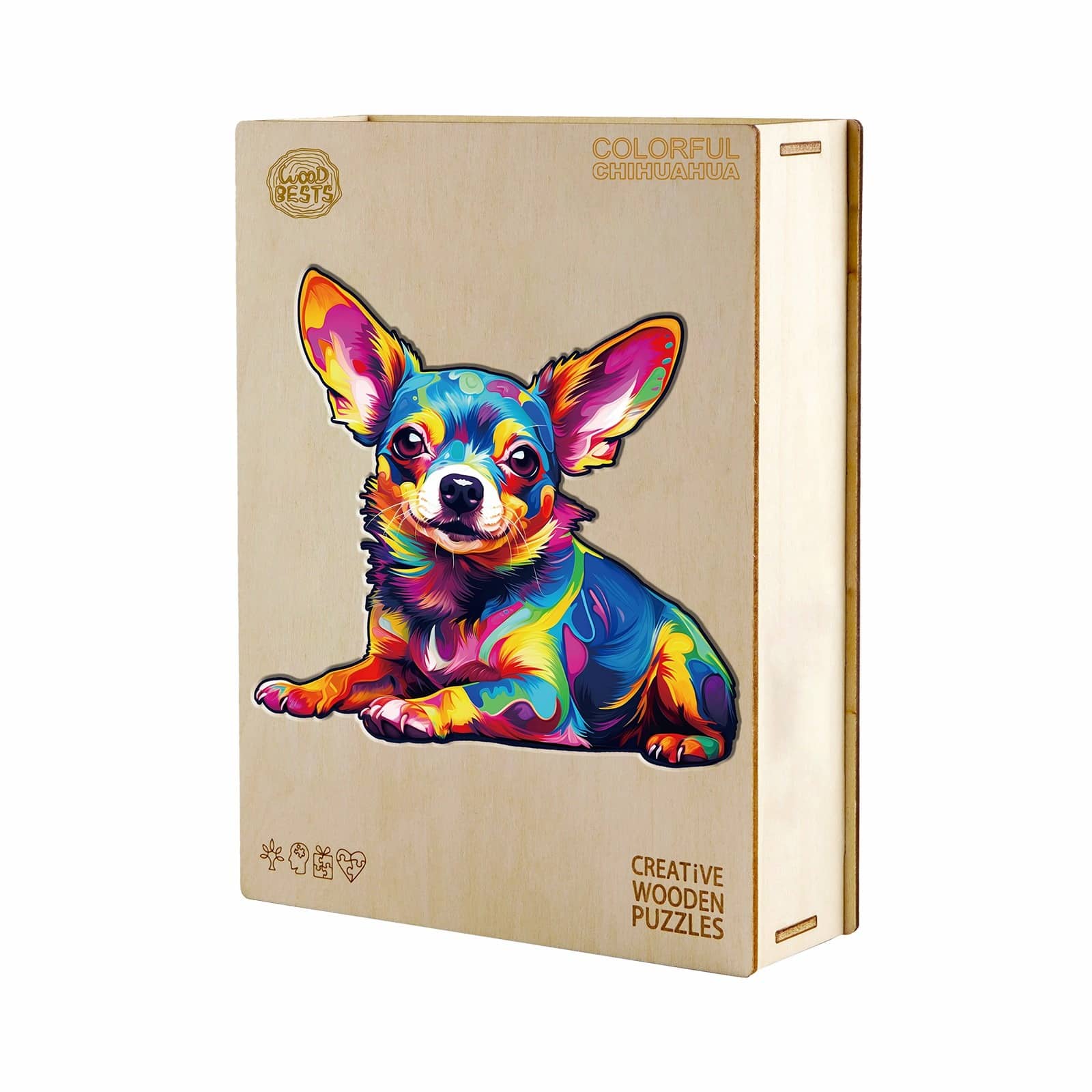 Wooden Jigsaw Puzzle-Colorful Chihuahua - Image 5
