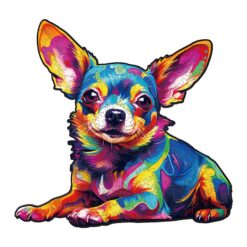 Wooden Jigsaw Puzzle-Colorful Chihuahua