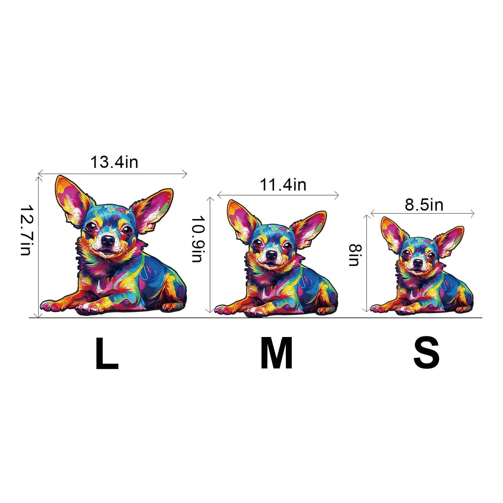 Wooden Jigsaw Puzzle-Colorful Chihuahua - Image 3