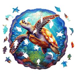 Alternative view of Wooden Jigsaw Puzzle-DEEP SEA TURTLE-1
