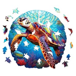 Alternative view of Wooden Jigsaw Puzzle-DEEP SEA TURTLE-2