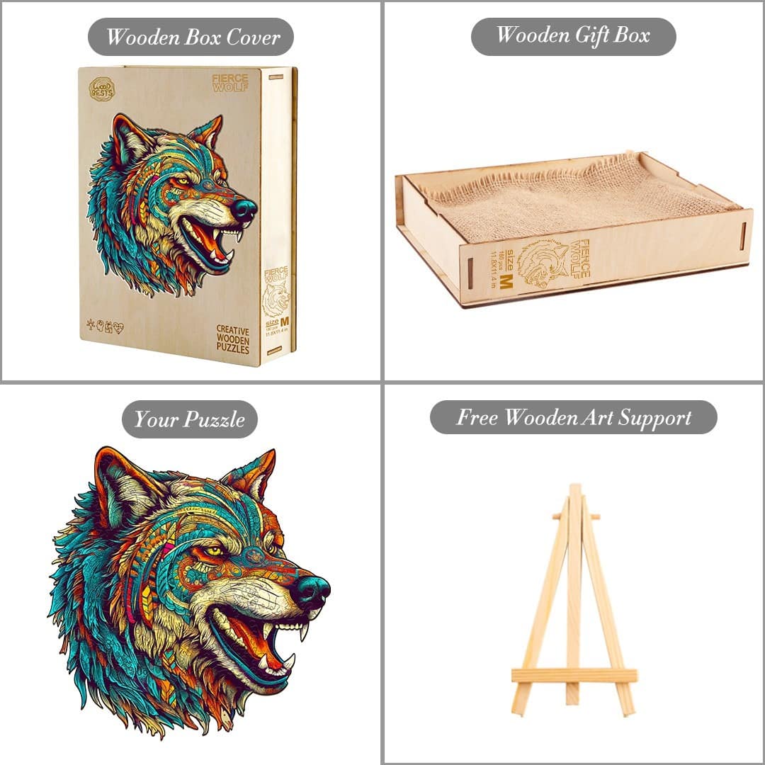 Wooden Jigsaw Puzzle-Fierce Wolf - Image 4