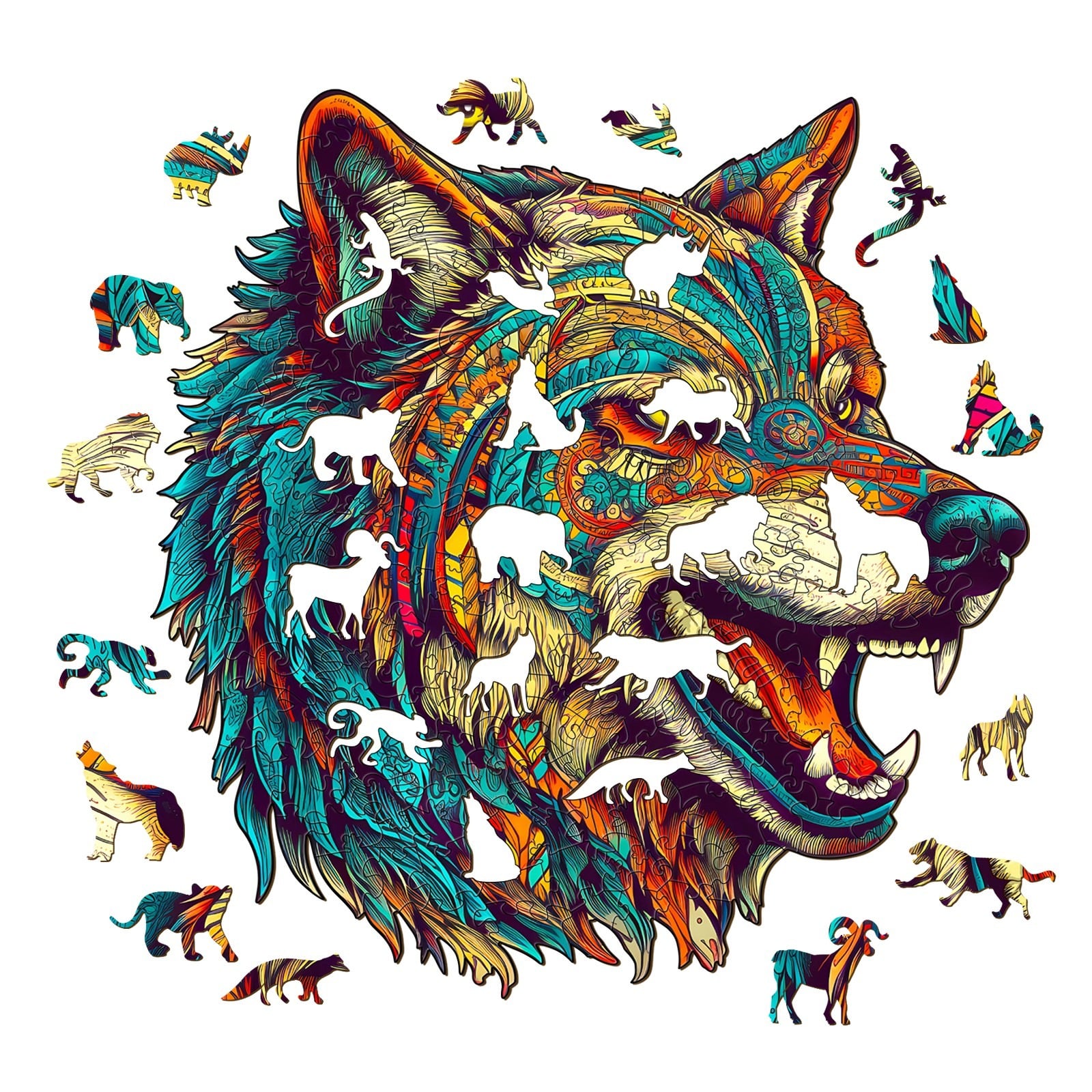 Wooden Jigsaw Puzzle-Fierce Wolf - Image 2