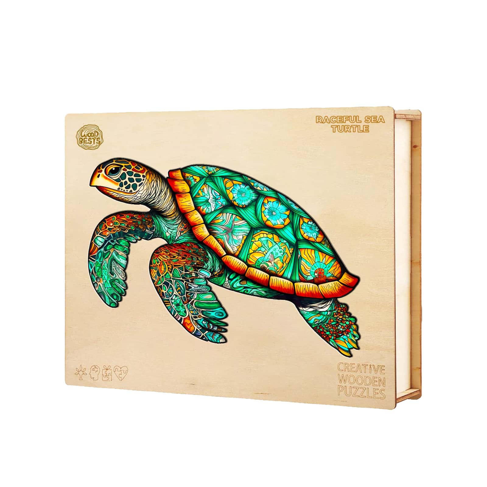Wooden Jigsaw Puzzle-Graceful Sea Turtle - Image 5