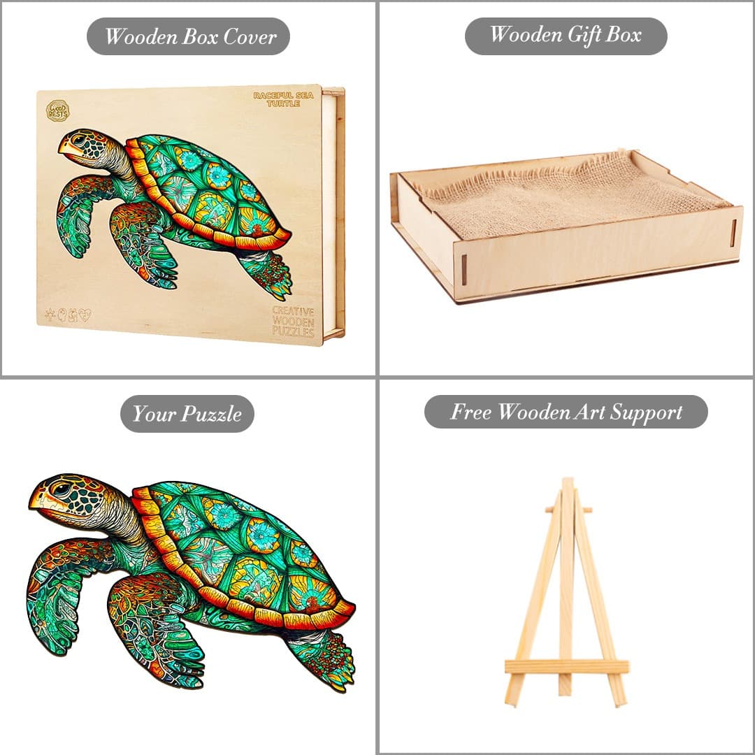 Wooden Jigsaw Puzzle-Graceful Sea Turtle - Image 4