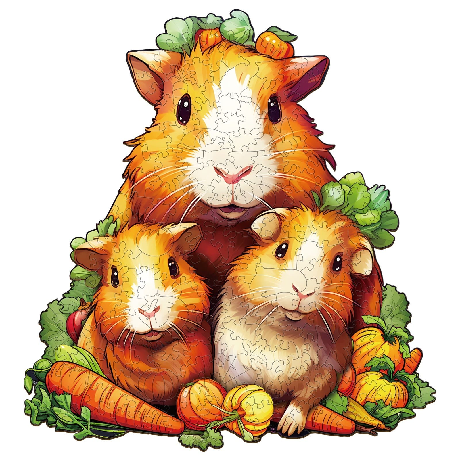 Wooden Jigsaw Puzzle-Guinea Pig Family